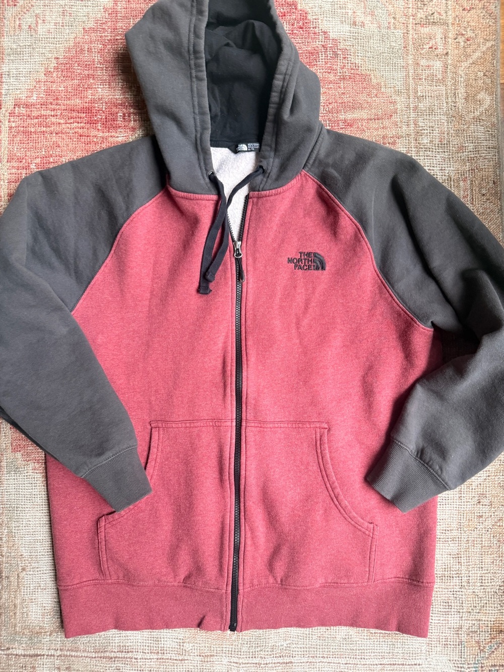 The North Face Maroon & Charcoal Zip-Up Hoodie